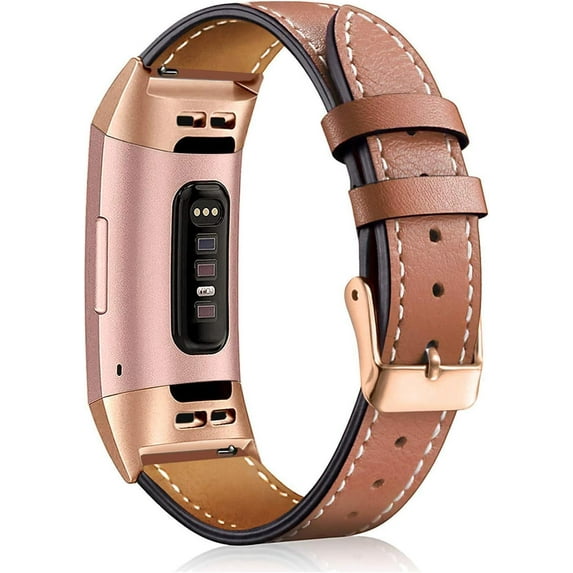 XIHAMA Leather Band Compatible for Fitbit Charge 3/ Charge 4, Replacement Genuine Leather Bands for Women Men