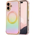 thumbnail image 1 of XIHAMA Magnetic iPhone 16/Pro/Plus/Pro Max Case, Cute Luxury Rainbow Color Phone Case with Love Heart Pattern, Electroplated Edge Camera Lens Protection Shockproof Phone Case for Women, 1 of 4