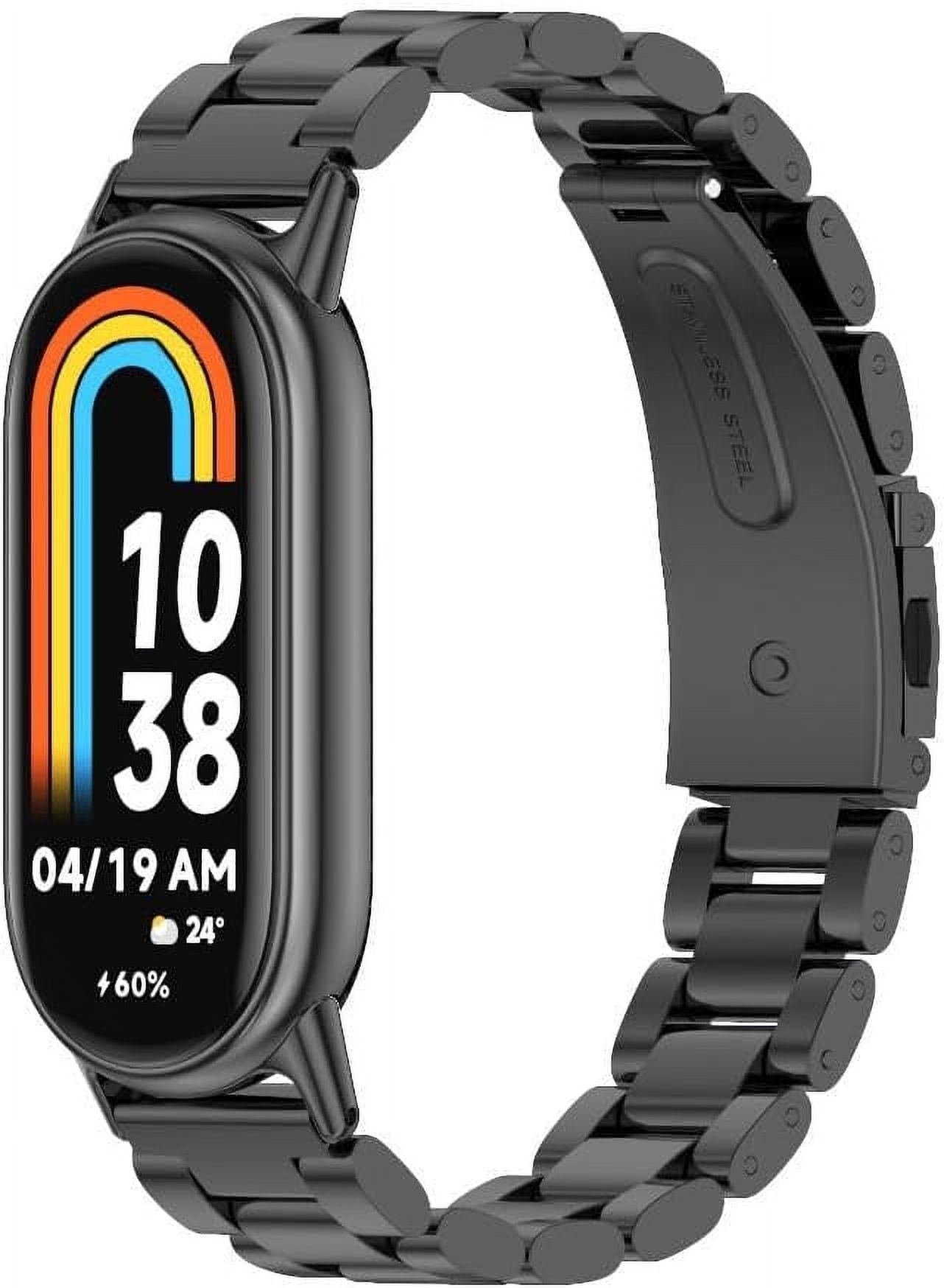 Mi Band 8 Watch Band - Stainless Steel Metal Band Replacement Strap Compatible for Xiaomi Mi Band 8 Tracker smartwatch Black