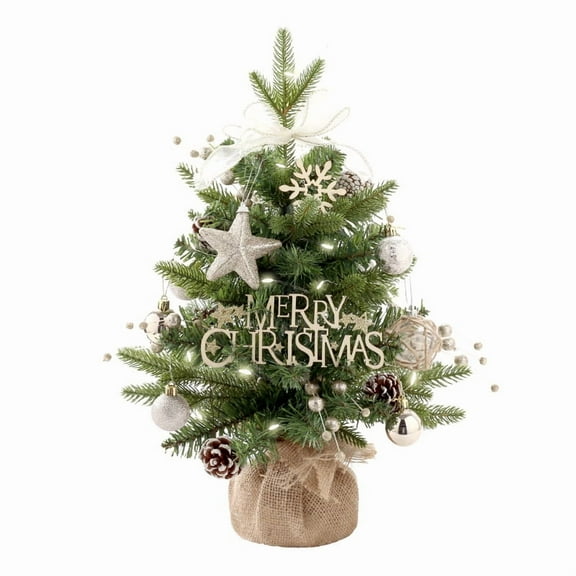 XIHAMA Mini Christmas Tree - 20 inch Small Artificial Spruce Pine, 360 Rotating Xmas Tree with Music Box and Ornaments, Desk for Table Office Home Decoration