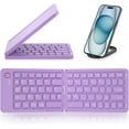 thumbnail image 1 of XIHAMA Mini Foldable Bluetooth Keyboard - Portable Wireless Full Size Keyboard (Sync Up to 3 Devices), Ultra-Slim Aluminum Travel Folding Keyboard for iPhone iPad Mac Android Windows iOS, 1 of 7