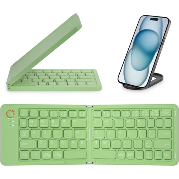 XIHAMA Mini Foldable Bluetooth Keyboard - Portable Wireless Full Size Keyboard (Sync Up to 3 Devices), Ultra-Slim Aluminum Travel Folding Keyboard for iPhone iPad Mac Android Windows iOS