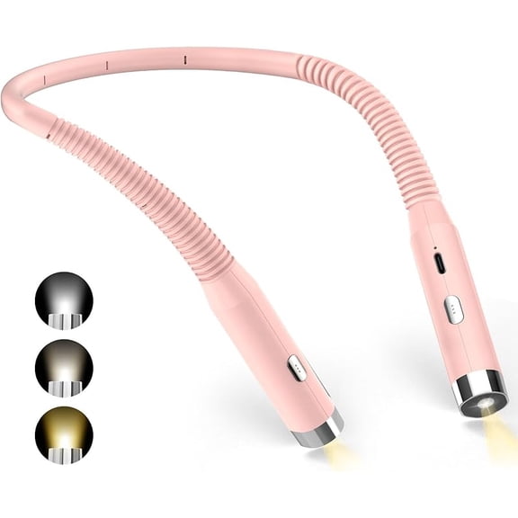 XIHAMA Neck Reading Light - 1 piece, Rechargeable, 3 colors, 3 brightness levels, 360 foldable, USB - Pink