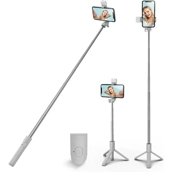 XIHAMA Selfie Stick with Light, 3 in 1 Extendable 360° Rotation Phone Tripod Stand with Detachable Wireless Remote, Portable CellPhone Holder Compatible with iPhone 16/Galaxy/Huawei/LG