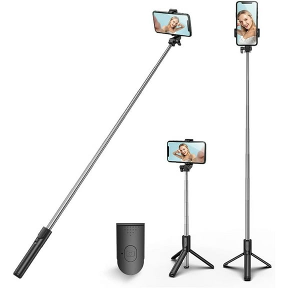 XIHAMA Selfie Stick Tripod,Stable Tripod Stand with Detachable Bluetooth Remote,Compatible with iPhone 15 Pro Max/15 Plus/14/13, Samsung, LG, Google Smartphones (Black)