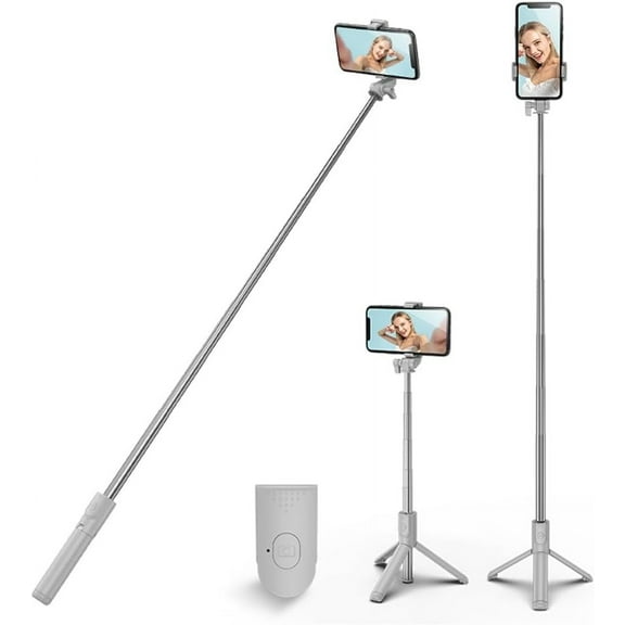 XIHAMA Selfie Stick Tripod,Stable Tripod Stand with Detachable Bluetooth Remote,Compatible with iPhone 15 Pro Max/15 Plus/14/13, Samsung, LG, Google Smartphones (White)