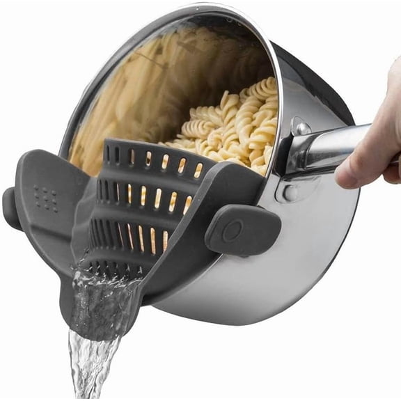XIHAMA Silicone colander - 1 piece, Adjustable clip-on drainer for pans, bowls, heat-resistant, for noodles and vegetables - Green