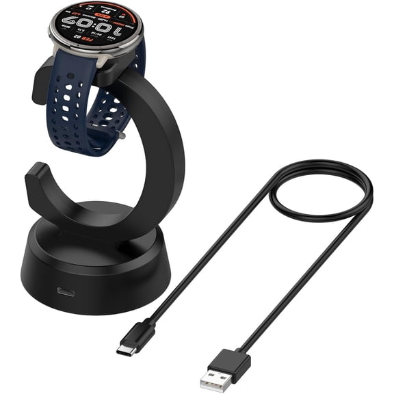 XIHAMA Smartwatch Charging Dock, Compatible with Amazfit Bip 6/Active 2/Active 2 Square, Charger Replacement Upgraded Magnetic Watch Charging Stand with USB-C Charging Cable