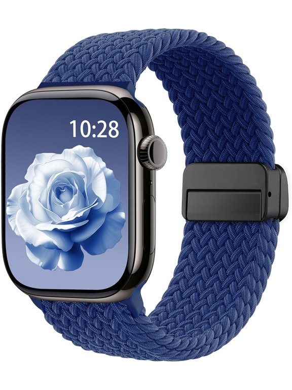 Soft Nylon Braided Stretchy Magnetic Solo Loop Watch Band for Women Men, Compatible with Apple Watch 38mm 40mm 41mm 42mm 44mm 45mm 46mm 49mm, iWatch Series 11 10 9 8 7 6 5 4 3 2 1 SE Ultra