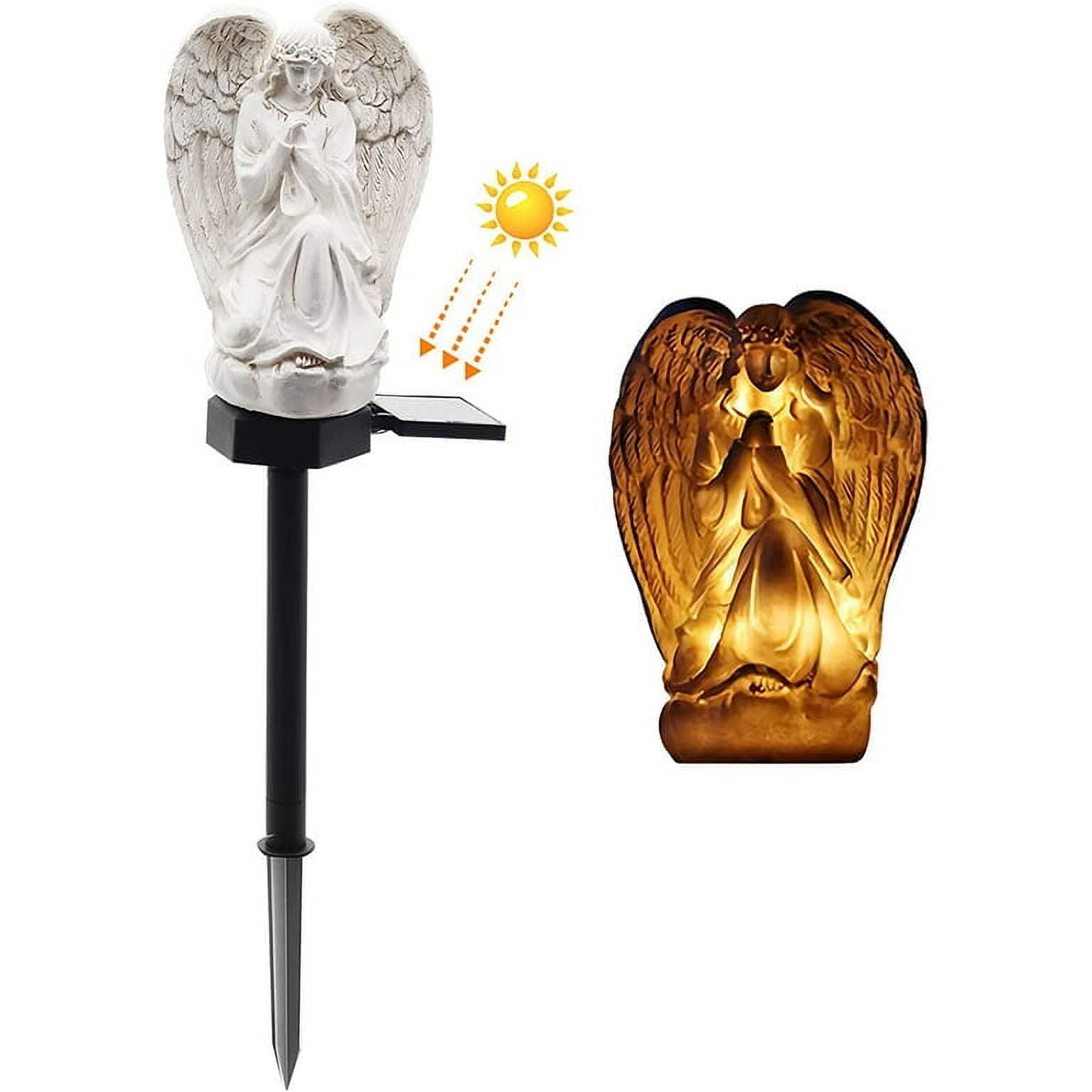 XIHAMA-Solar Light Outdoor Angle for Cemetery, LED Waterproof Angel Lamp, Solar Angel Lights for Garden, Balcony, Yard, Memorial GiftsWhite
