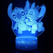 XIHAMA-Stitch Night Light, Stitch Gifts, 3D Illuminated Stitch Pattern Night Light, 16 Colours Variable, With Remote Control, Children's Room Decoration Stitch Toys, Birthday Stitch Gifts for Girls, B