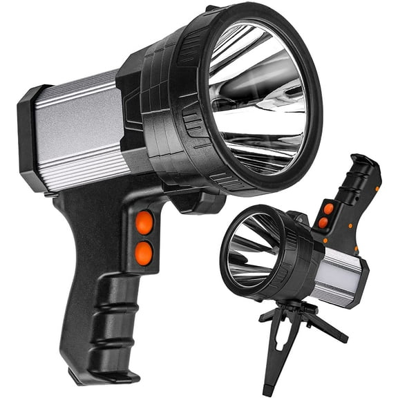 XIHAMA Super Bright Rechargeable Spotlight, Handheld Rechargeable LED Flashlight Ultra-Long Standby Lightweight Tactical Searchlight with USB Output Aluminium Alloy Golden Camping Light