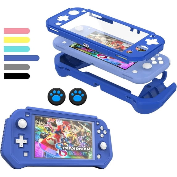 XIHAMA Switch Lite Case Protective Case for Nintendo Switch Lite, Case Compatible with Nintendo Switch Lite Hand Grip Case with Detachable TPU+Built-in PC Screen Protector & 2 x Thumb Grip Caps
