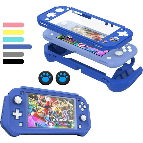 XIHAMA Switch Lite Case Protective Case for Nintendo Switch Lite, Case Compatible with Nintendo Switch Lite Hand Grip Case with Detachable TPU+Built-in PC Screen Protector & 2 x Thumb Grip Caps