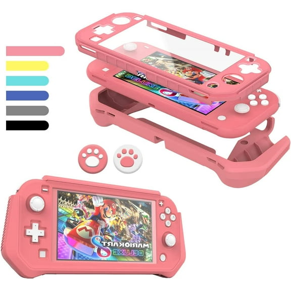 XIHAMA Switch Lite Case Protective Case for Nintendo Switch Lite, Case Compatible with Nintendo Switch Lite Hand Grip Case with Detachable TPU+Built-in PC Screen Protector & 2 x Thumb Grip Caps
