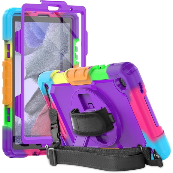 XIHAMA Tablet Case for Samsung Galaxy Tab A7 Lite 2021 with Screen Protector | Heavy Duty Tablet Case SM-T225/T220 | Full Body Shockproof Rugged Rubber Case with Hand Strap