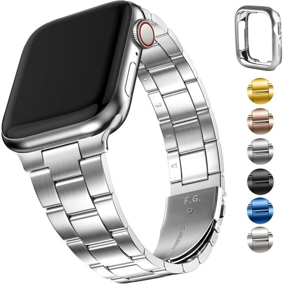 XIHAMA Tool-free Compatible Apple Watch Band for 41mm 40mm 38mm, Ultra-thin Stainless Steel Bracelet with Case iWatch Series 6/7/8/9/se