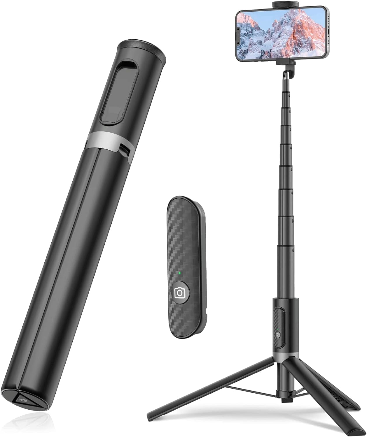 XIHAMA Travel Tripod, Cell Phone Selfie Stick, 60 Inch All-in-1 Stand with Integrated Wireless Remote, Lightweight and Portable, Extendable Tripod for iPhone and Android