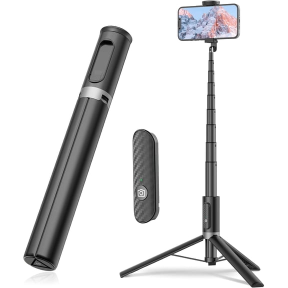 XIHAMA Travel Tripod, Cell Phone Selfie Stick, 60 Inch All-in-1 Stand with Integrated Wireless Remote, Lightweight and Portable, Extendable Tripod for iPhone and Android