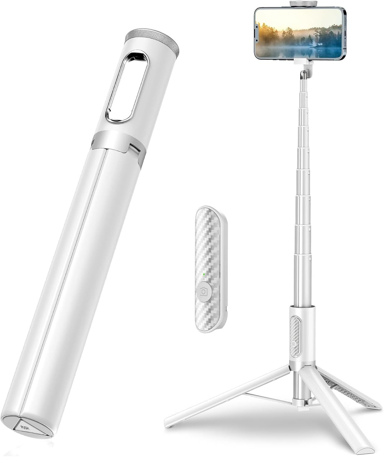 XIHAMA Travel Tripod, Cell Phone Selfie Stick, 60 Inch All-in-1 Stand with Integrated Wireless Remote, Lightweight and Portable, Extendable Tripod for iPhone and Android