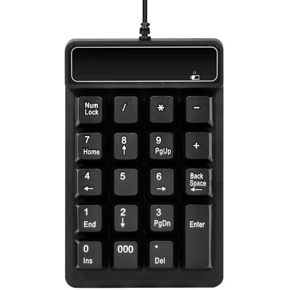XIHAMA  USB Number Pad, 19 Keys Waterproof Silent Numeric Keypad with Mini USB cable, for Laptop/Notebook, Compatible with Windows System