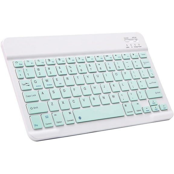 XIHAMA Ultra Slim Bluetooth Keyboard Portable Mini Wireless Keyboard Rechargeable for Apple iPad iPhone Samsung Tablet Cell Phone Smartphone iOS Android Windows (10 inch Light Green)