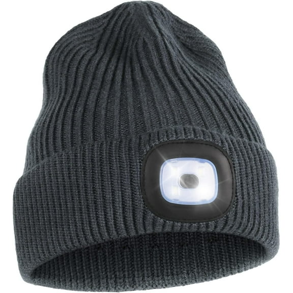 XIHAMA Unisex Hat with Light, LED USB Rechargeable Headlamp Beanie, Gifts for Dad Father Men Husband Warm Knitted Cap