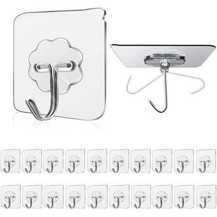 XIHAMA Wall Hooks 33 lbs(Max) Transparent Seamless Hooks for Hanging,Waterproof Oilproof Bathroom Kitchen Heavy Duty Adhesive Hooks,Coat Hooks, Utility Towel Bath Ceiling Hooks