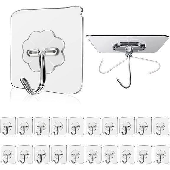 XIHAMA Wall Hooks 33 lbs(Max) Transparent Seamless Hooks for Hanging,Waterproof Oilproof Bathroom Kitchen Heavy Duty Adhesive Hooks,Coat Hooks, Utility Towel Bath Ceiling Hooks