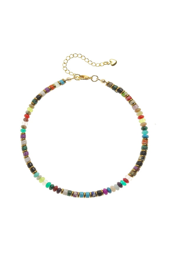 Natural Stone Beaded Anklets for Women Handmade Beach Boho Multicolor Beads Ankle Bracelet Jewelry Gift for Her
