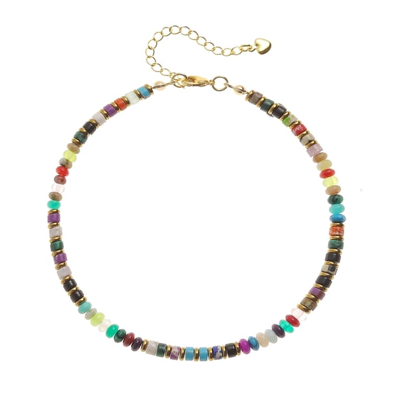 XIJIN Natural Stone Beaded Anklets for Women Handmade Beach Boho Multicolor Beads Ankle Bracelet Jewelry Gift for Her