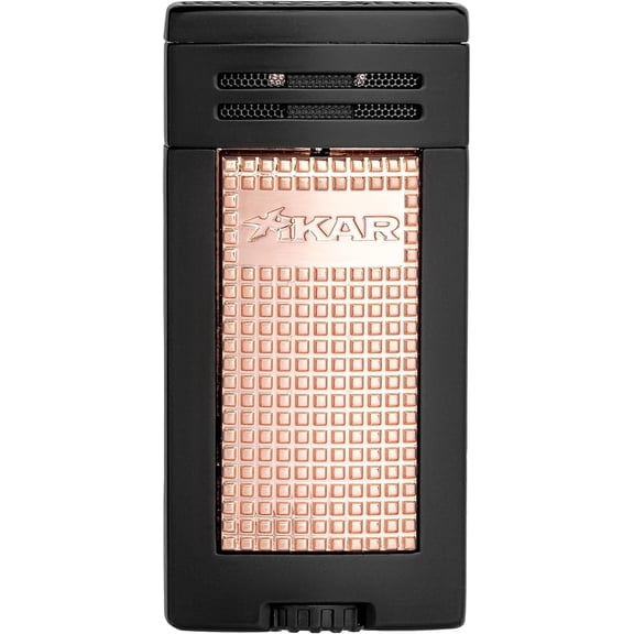 XIKAR Ion Double-Jet Flame Cigar Lighte, Black & Rose Gold