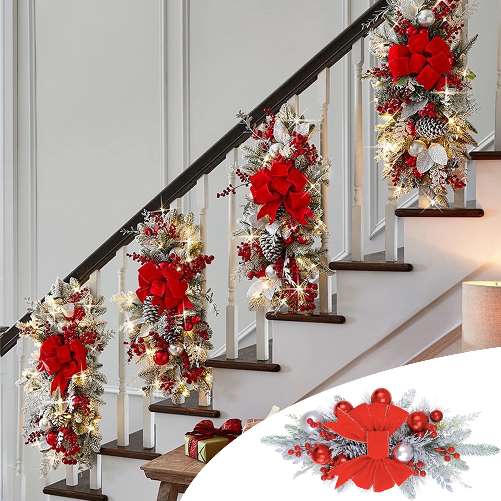 XIKEDUO 1pc Garland Stairs Front Door Decoration Christmas, Garland