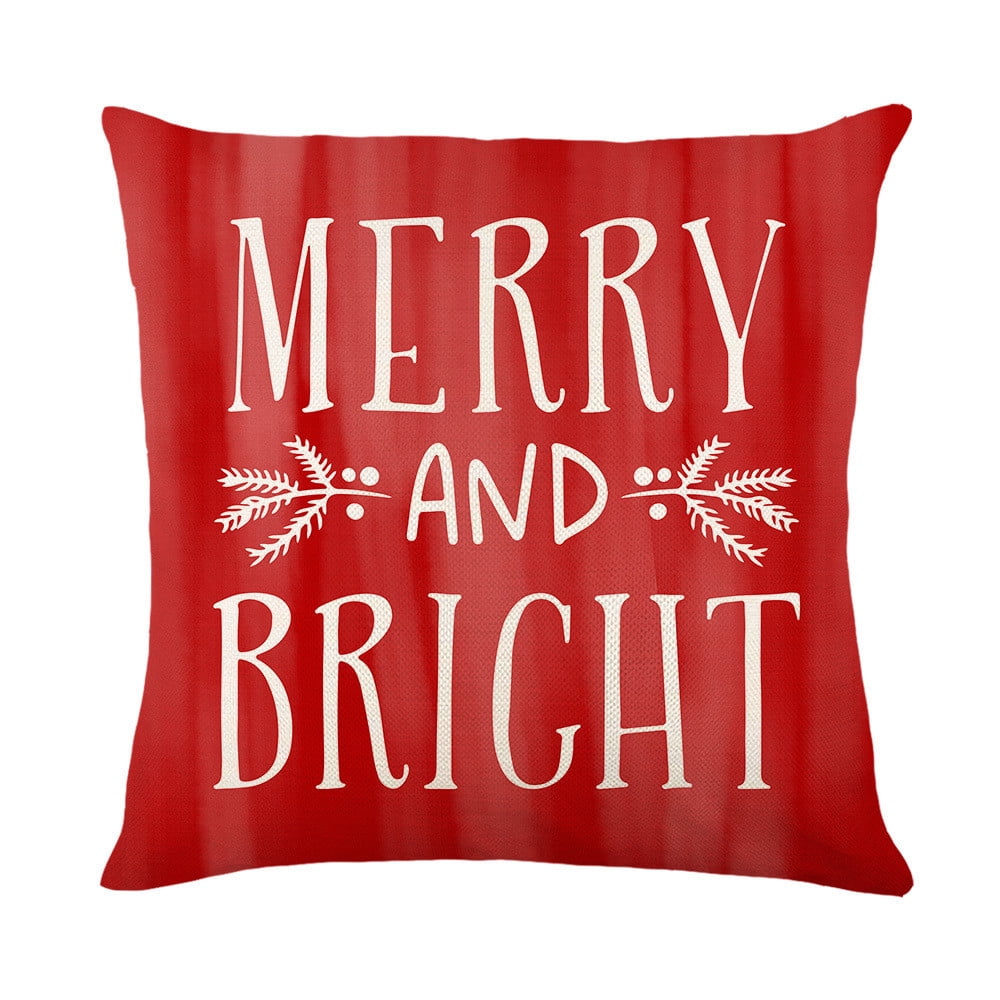 XIKEDUO Christmas Saying Throw Pillow Cover, 18 x 18 Inch Merry