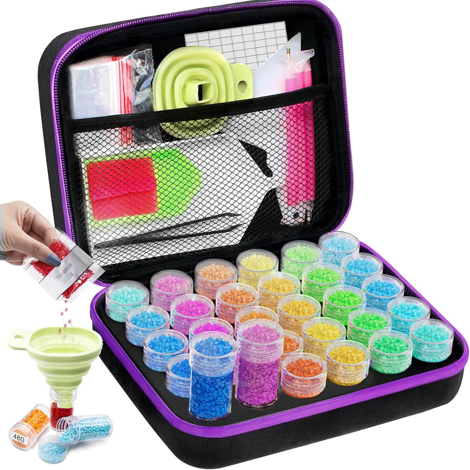 Diamond painting accessory storage box for Diamond Art Kits for Adults, 30 slots for diamond painting, 5D fully embroidered diamond painting