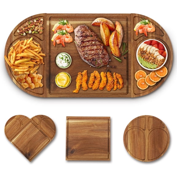 XILAZAB 3-Piece Magnetic Charcuterie Board Set, Heart-Shaped Acacia Wood Tray