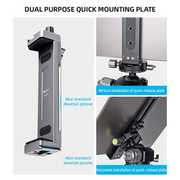 XILETU Tablet Tripod Mount,1/4in Compatible With Tablet Mount Aluminum Alloy Cold Mount Width With Mount Clamp Xj15 13/12/11tablet Adjustable Width 9.05in Alloy 4.92in-9.05in Adjuatable Dsfen