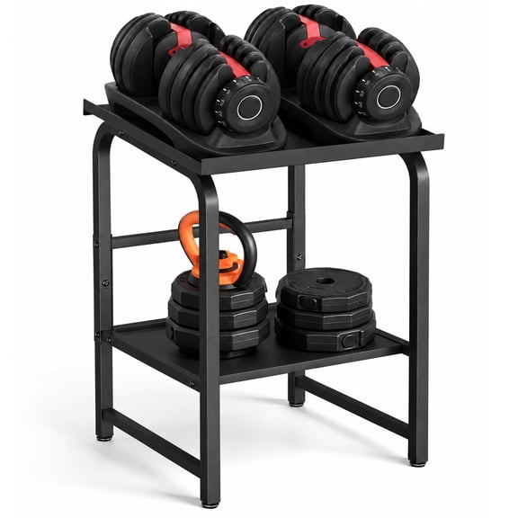XILIHAI 500LBS Heavy Duty Dumbbell Rack, 2-Tier Weight Stand for Home Gym, Anti-Slip Space-Saving Storage (Rack Only)