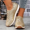 thumbnail image 1 of XILOO All-Season Glitter Sneakers for Women Lace-Up Low Top Comfort Sequins Solid Lightweight, 1 of 6