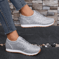 thumbnail image 1 of XILOO All-Season Glitter Sneakers for Women Lace-Up Low Top Comfort Sequins Solid Lightweight, 1 of 5