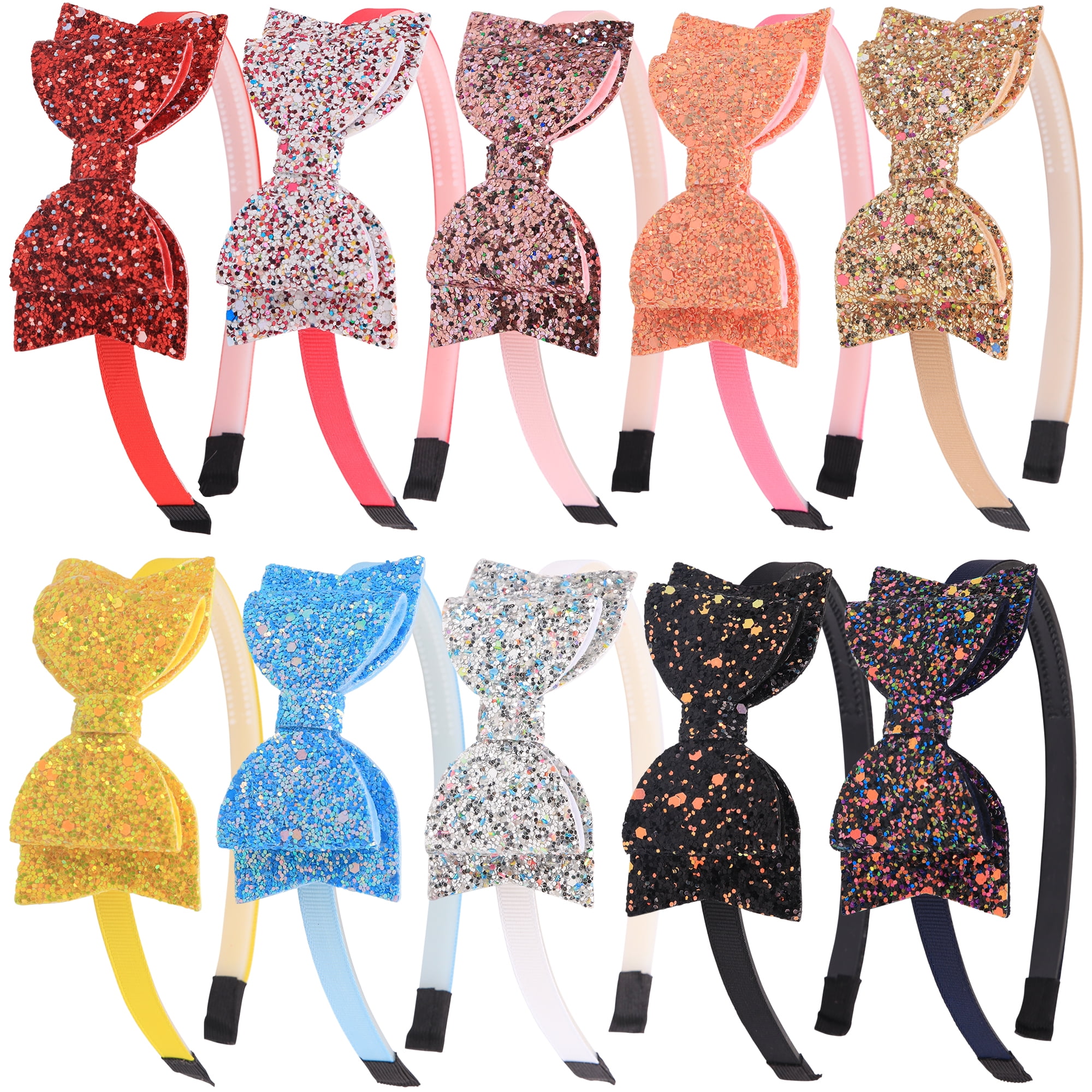 XIMA 10pcs Glitter Sequin Bow Hairband Shiny Bow Knot Teeth Plastic xima-10pcs-glitter-sequin-bow-hairband-shiny-bow-knot-teeth-plastic