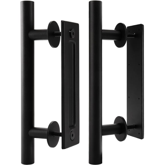 XIMEI 2-Pack Sliding Barn Door Handle, Carbon Steel Pull & Flush Hardware Set, 12" Heavy Duty Rustic Two-Side Design for Barn/Bedroom/Gate/Cabinet