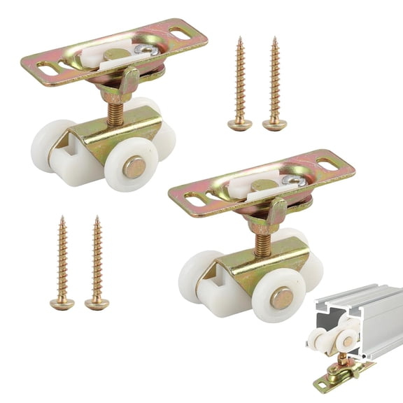 XIMEI 2-Piece Gold 3/4" Sliding Pocket Door Rollers Assembly, Replacement Kit Compatible with Johnson, Top Hanger Rollers for Closet Bypass Doors/RV Sliding Doors