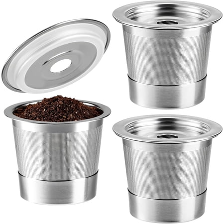 XIMEI 3-Pack Reusable Coffee Pods for Ninja PB051/PB041/CFP101, 304 Stainless Steel Permanent Filters, Compatible with K-Cup Systems