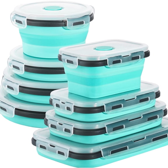 XIMEI 4-Pack Collapsible Food Storage Containers with Lids, Silicone Collapsible Bowls for Camping/RV Accessories/Travel Trailer