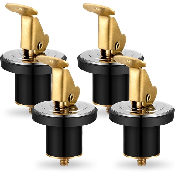 XIMEI 4-Piece Boat Baitwell Drain Plug, Brass Livewell Drain Plug Rubber Snap Lock for Yacht/Kayak/Marine