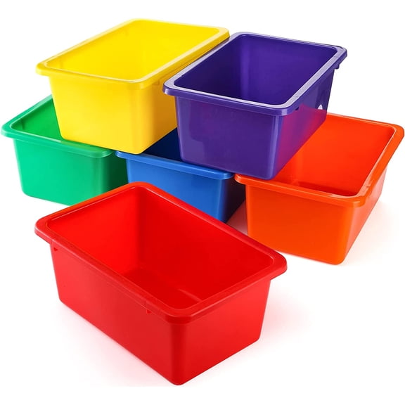 XIMEI 6-Pack Cubby Bin Storage Bins, Multi-Purpose Plastic Stackable Organizer Cubbies for Home/Nursery/Playroom/Classroom