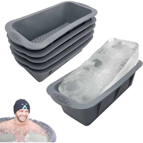 XIMEI 6-Pack Extra Large Ice Block Mold, Large Silicone Ice Molds for Cold Plunge or Coolers, Ice Tray for Bath, Gray