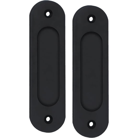 XIMEI 6" Sliding Barn Door Handles Black, Rectangular Flush Pocket Door Pulls, Farmhouse Rustic Style Sliding Closet Door Hardware