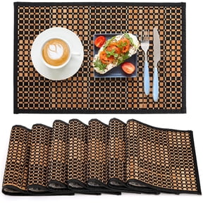 XIMEI 8-Pack Bamboo Placemats, Natural Anti-Slip Heat-Resistant Dining Table Mats, Japanese Style Washable for Dining Room/Kitchen/Restaurant, 18"x12"